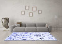 Machine Washable Abstract Blue Contemporary Rug, wshcon838blu