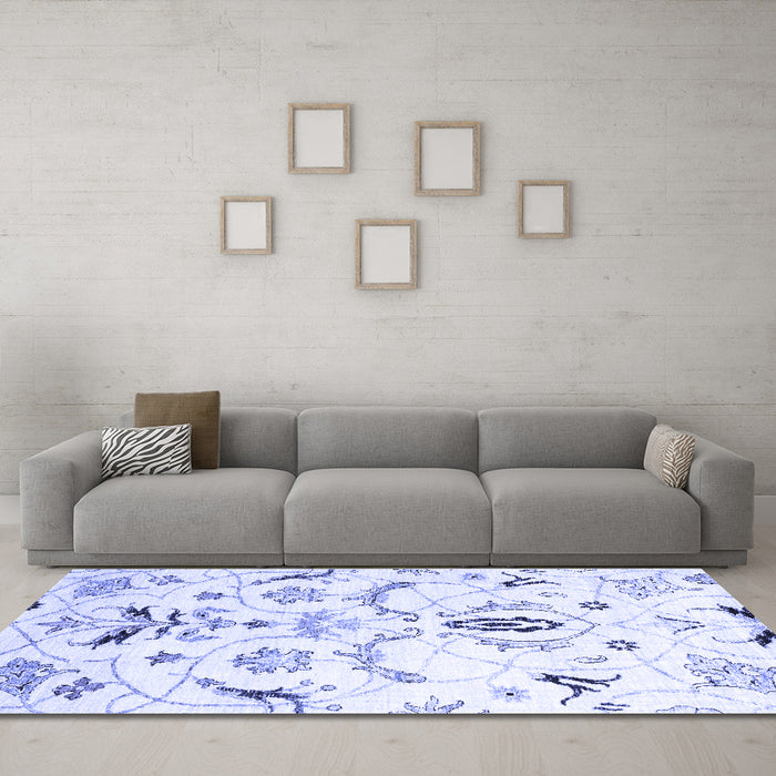 Machine Washable Abstract Blue Contemporary Rug in a Living Room, wshcon838blu