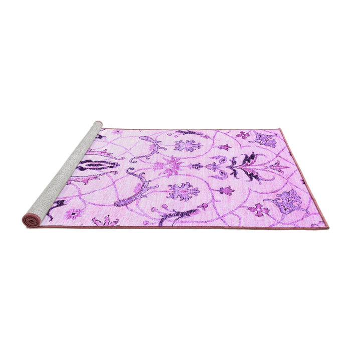 Sideview of Machine Washable Abstract Purple Contemporary Area Rugs, wshcon838pur