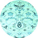 Round Abstract Light Blue Contemporary Rug, con838lblu