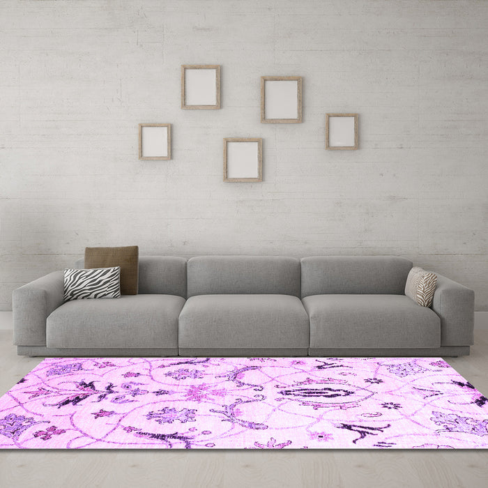 Machine Washable Abstract Purple Contemporary Area Rugs in a Living Room, wshcon838pur