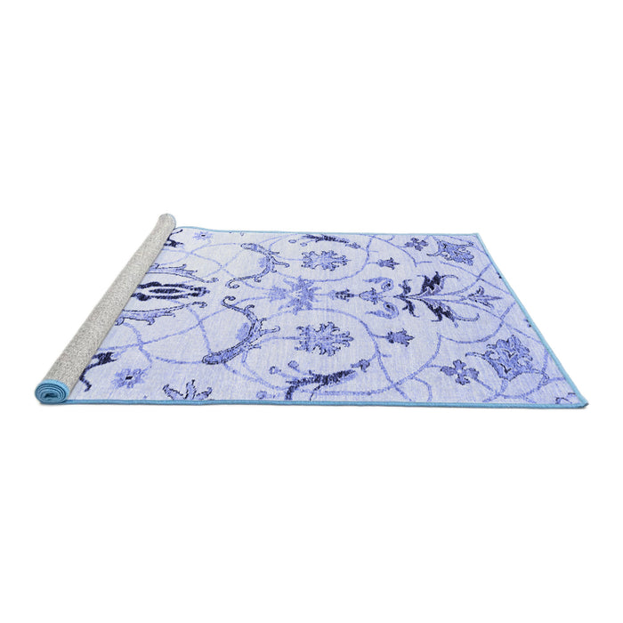 Sideview of Machine Washable Abstract Blue Contemporary Rug, wshcon838blu