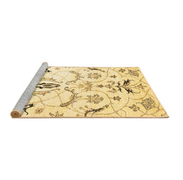 Sideview of Machine Washable Abstract Brown Contemporary Rug, wshcon838brn