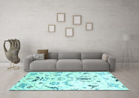 Machine Washable Abstract Light Blue Contemporary Rug, wshcon838lblu