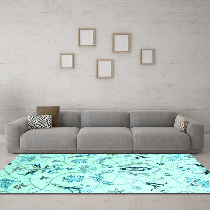Machine Washable Abstract Light Blue Contemporary Rug in a Living Room, wshcon838lblu