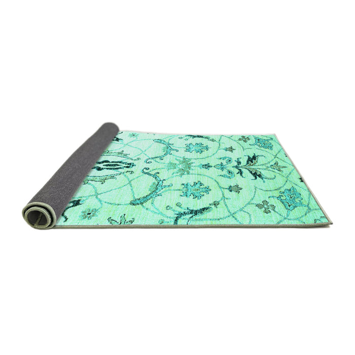 Sideview of Abstract Turquoise Contemporary Rug, con838turq