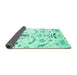 Sideview of Abstract Turquoise Contemporary Rug, con838turq