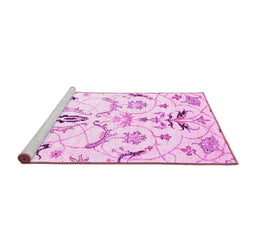 Sideview of Machine Washable Abstract Pink Contemporary Rug, wshcon838pnk