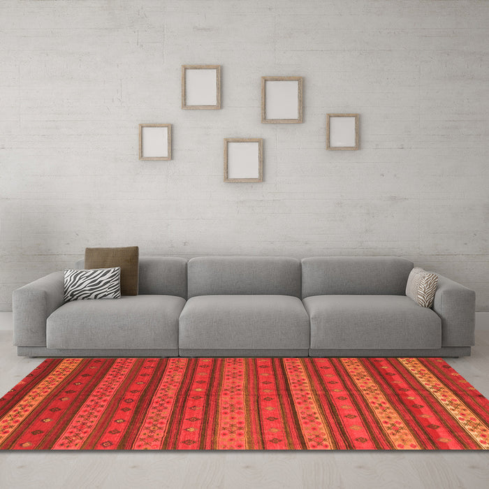 Machine Washable Oriental Orange Traditional Area Rugs in a Living Room, wshcon839org