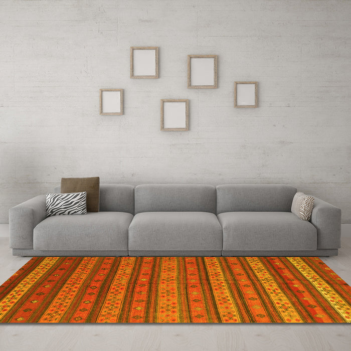 Machine Washable Oriental Yellow Traditional Rug in a Living Room, wshcon839yw