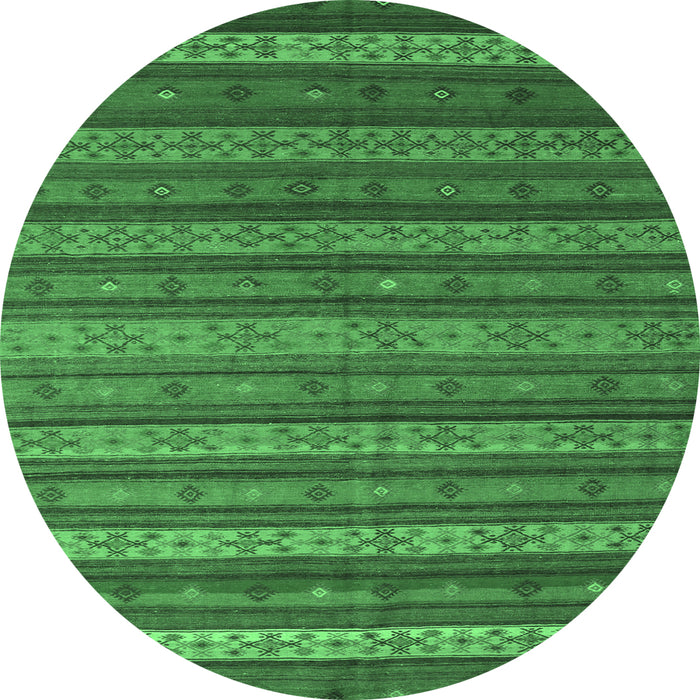 Round Machine Washable Oriental Emerald Green Traditional Area Rugs, wshcon839emgrn