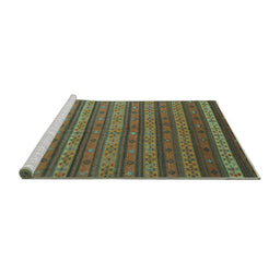Sideview of Machine Washable Oriental Turquoise Traditional Area Rugs, wshcon839turq