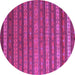 Round Machine Washable Oriental Purple Traditional Area Rugs, wshcon839pur