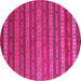 Round Machine Washable Oriental Pink Traditional Rug, wshcon839pnk