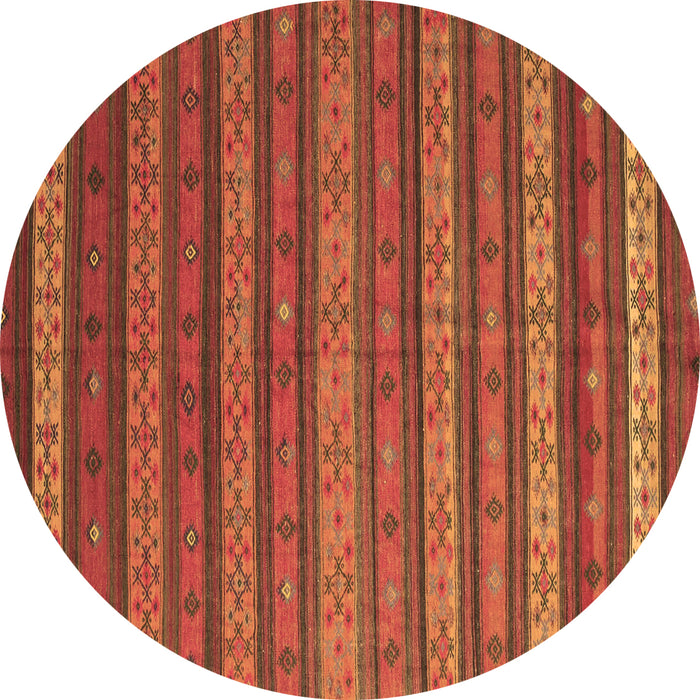 Round Machine Washable Oriental Brown Traditional Rug, wshcon839brn
