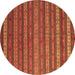 Round Machine Washable Oriental Brown Traditional Rug, wshcon839brn