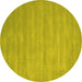 Round Machine Washable Abstract Yellow Contemporary Rug, wshcon83yw