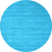 Round Abstract Light Blue Contemporary Rug, con83lblu