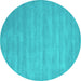 Round Machine Washable Abstract Turquoise Contemporary Area Rugs, wshcon83turq