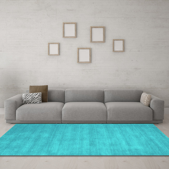 Machine Washable Abstract Turquoise Contemporary Area Rugs in a Living Room,, wshcon83turq