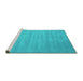 Sideview of Machine Washable Abstract Turquoise Contemporary Area Rugs, wshcon83turq