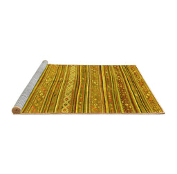 Sideview of Machine Washable Southwestern Yellow Country Rug, wshcon840yw
