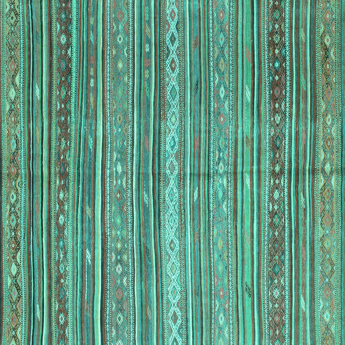 Square Machine Washable Southwestern Turquoise Country Area Rugs, wshcon840turq