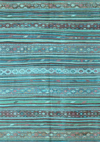 Southwestern Light Blue Country Rug, con840lblu