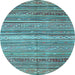 Round Southwestern Light Blue Country Rug, con840lblu