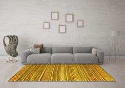 Machine Washable Southwestern Yellow Country Rug in a Living Room, wshcon840yw