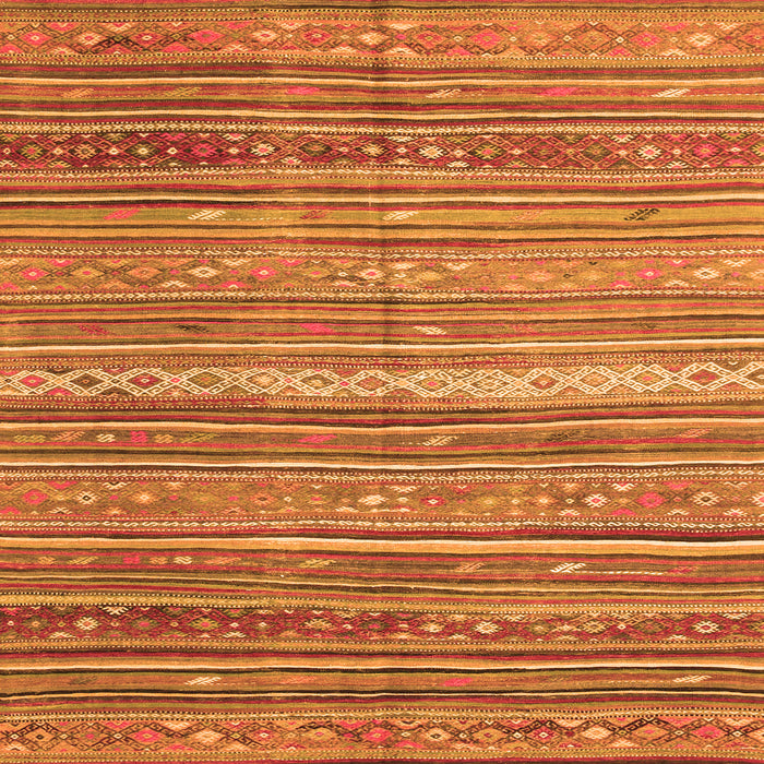 Round Machine Washable Southwestern Orange Country Area Rugs, wshcon840org