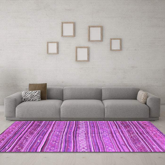 Machine Washable Southwestern Purple Country Area Rugs in a Living Room, wshcon840pur