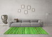Machine Washable Southwestern Green Country Area Rugs in a Living Room,, wshcon840grn