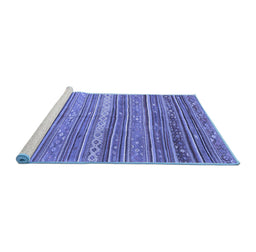 Sideview of Machine Washable Southwestern Blue Country Rug, wshcon840blu
