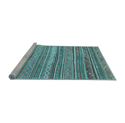 Sideview of Machine Washable Southwestern Light Blue Country Rug, wshcon840lblu