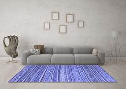 Machine Washable Southwestern Blue Country Rug in a Living Room, wshcon840blu