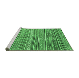 Sideview of Machine Washable Southwestern Emerald Green Country Area Rugs, wshcon840emgrn