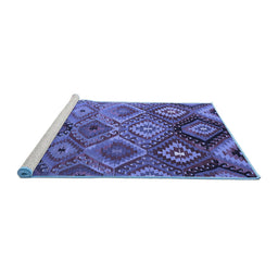 Sideview of Machine Washable Southwestern Blue Country Rug, wshcon841blu