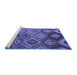 Sideview of Machine Washable Southwestern Blue Country Rug, wshcon841blu