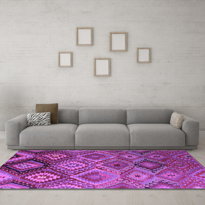 Machine Washable Southwestern Purple Country Area Rugs in a Living Room, wshcon841pur