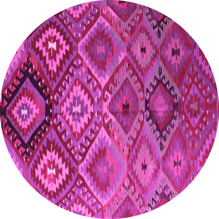 Round Machine Washable Southwestern Pink Country Rug, wshcon841pnk
