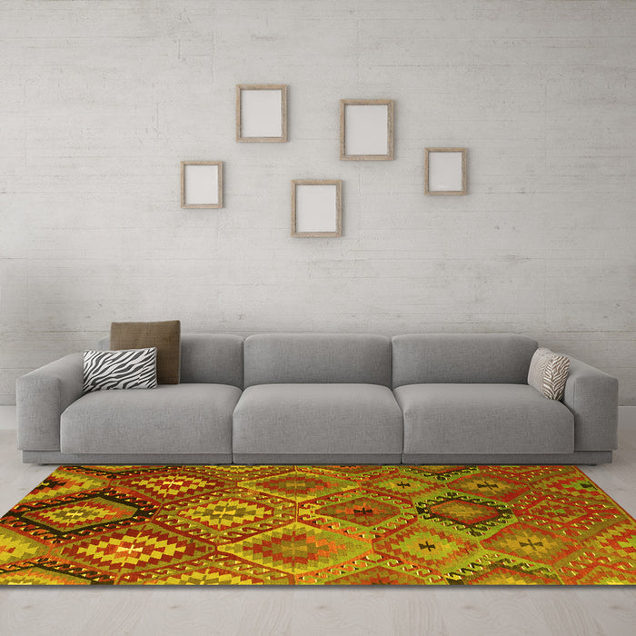 Machine Washable Southwestern Yellow Country Rug in a Living Room, wshcon841yw