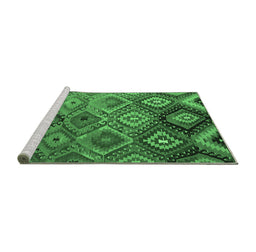 Sideview of Machine Washable Southwestern Emerald Green Country Area Rugs, wshcon841emgrn
