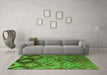 Machine Washable Southwestern Green Country Area Rugs in a Living Room,, wshcon841grn