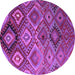 Round Southwestern Purple Country Rug, con841pur