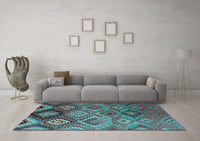 Machine Washable Southwestern Light Blue Country Rug, wshcon841lblu