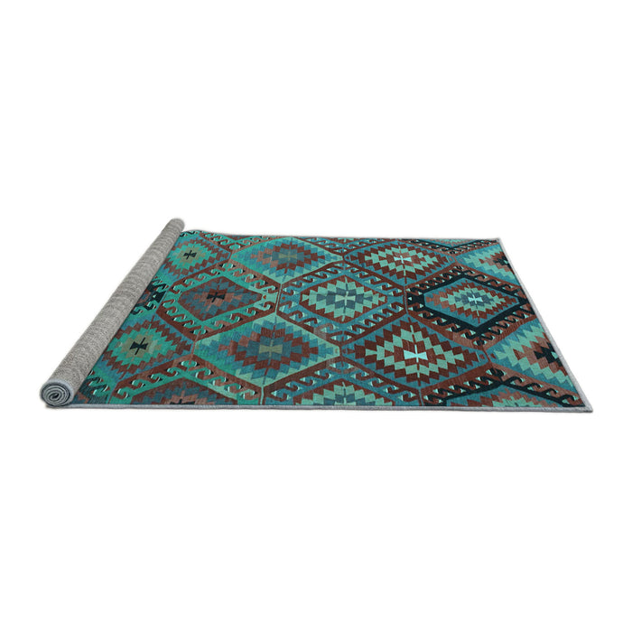 Sideview of Machine Washable Southwestern Light Blue Country Rug, wshcon841lblu