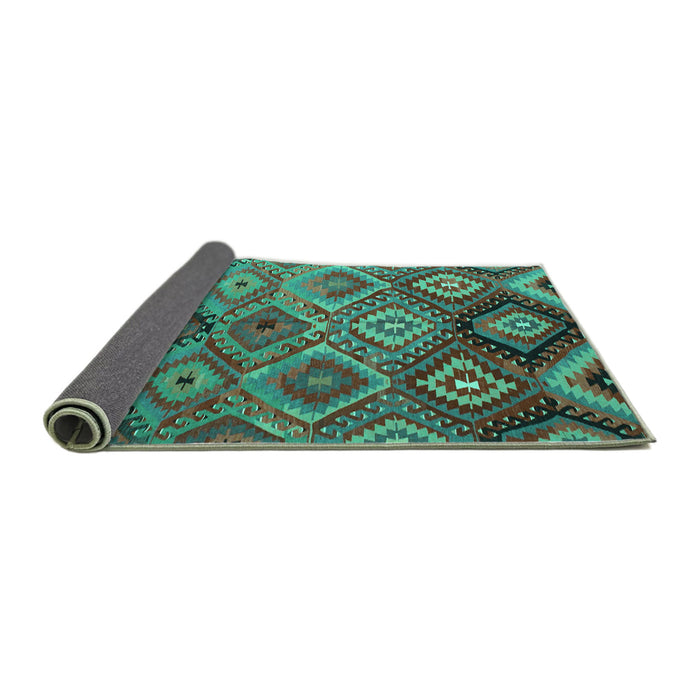 Sideview of Southwestern Turquoise Country Rug, con841turq