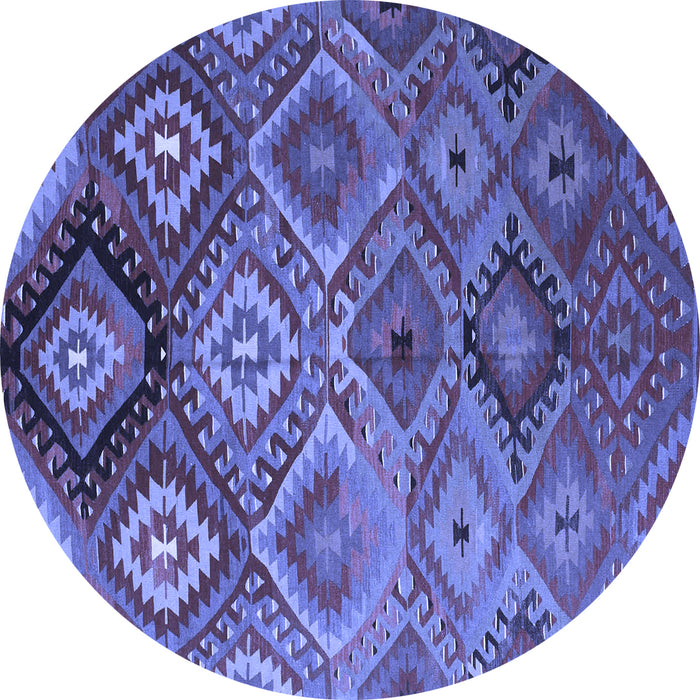 Round Southwestern Blue Country Rug, con841blu