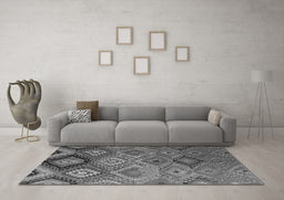 Machine Washable Southwestern Gray Country Rug in a Living Room,, wshcon841gry